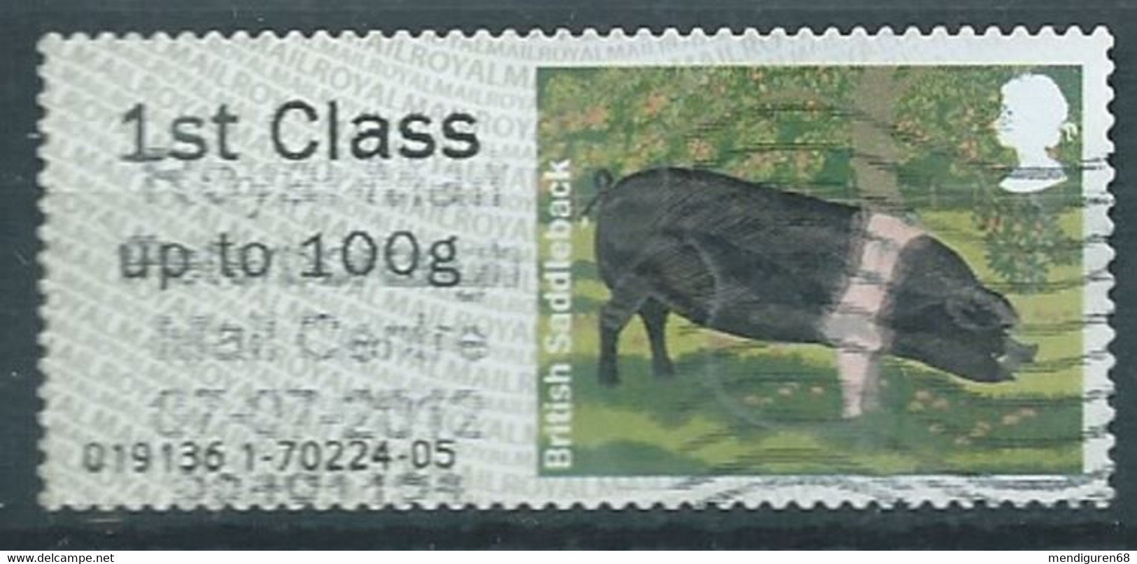 GROSBRITANNIEN GRANDE BRETAGNE GB 2012 POST&GO PIGS: SADDLEBACK 1st CLASS Up To 100g USED SG FS38 MI ATM38 YT TD38 - Post & Go Stamps