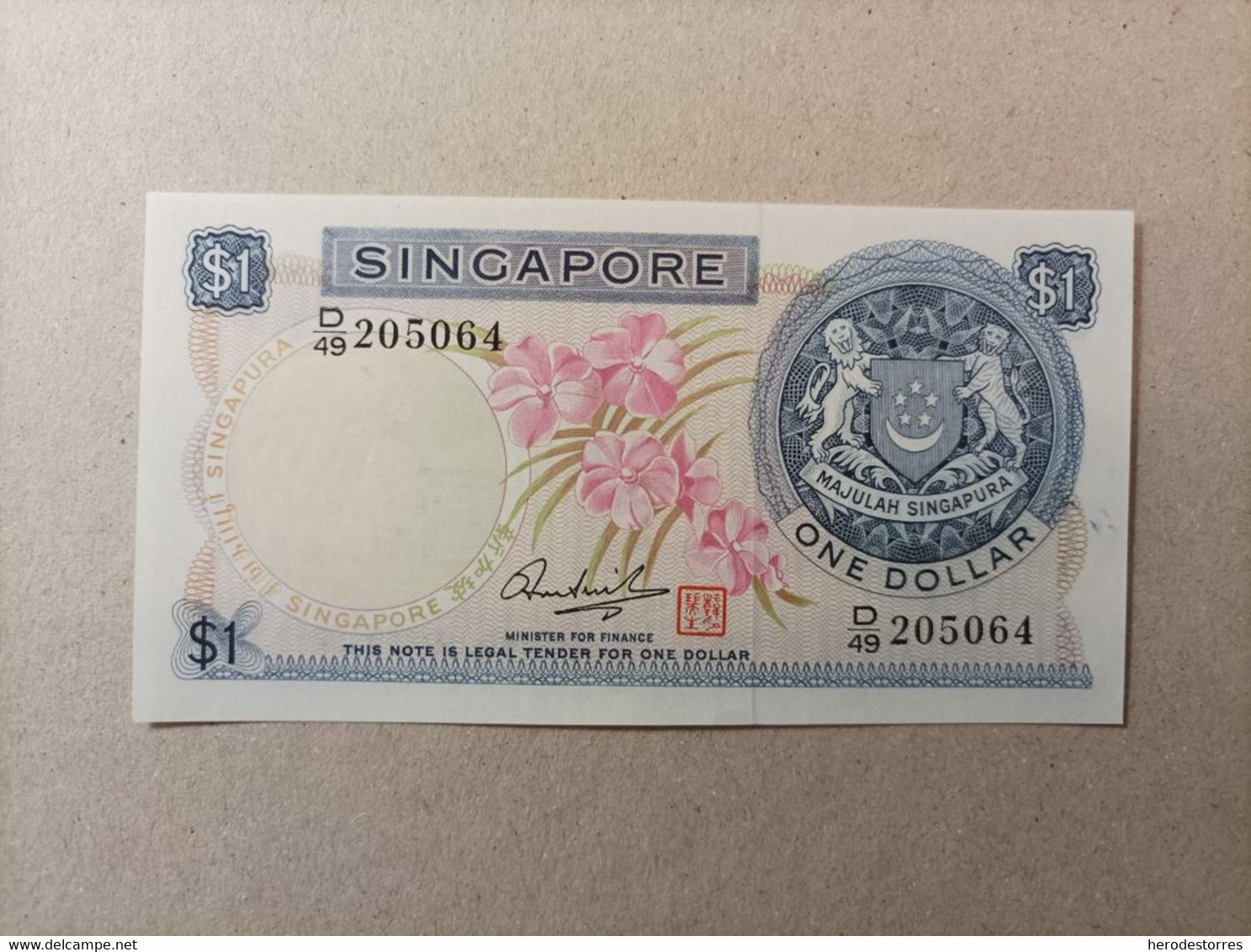 Billete De Singapur De 1 Dólar, Año 1972, UNC - Singapur