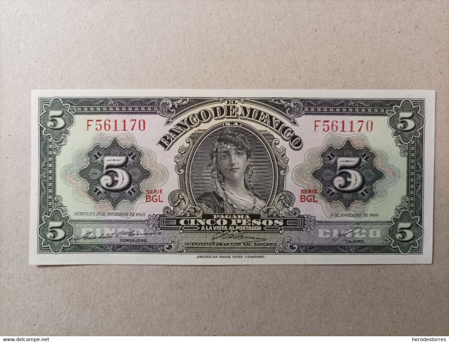 Billete De México 5 Pesos Del Año 1969, UNC - Mexico