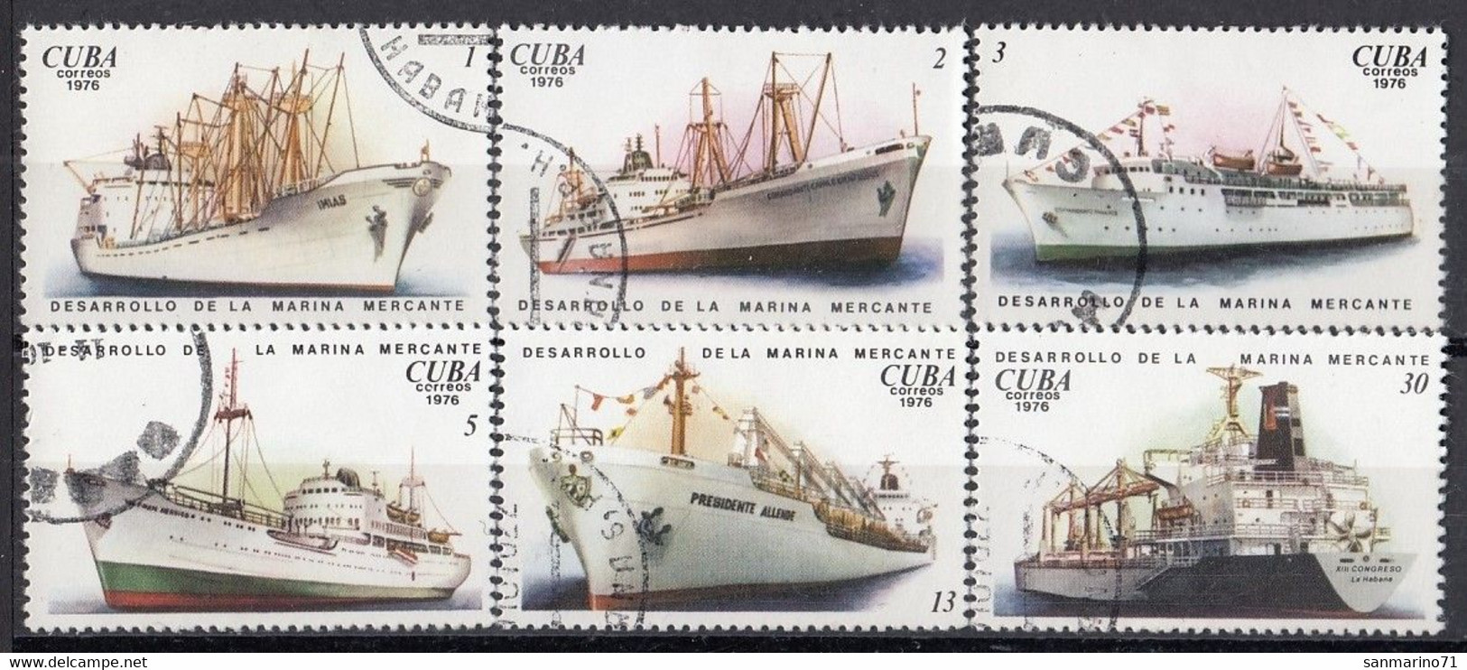 CUBA 2162-2167,used,falc Hinged,ships - Used Stamps