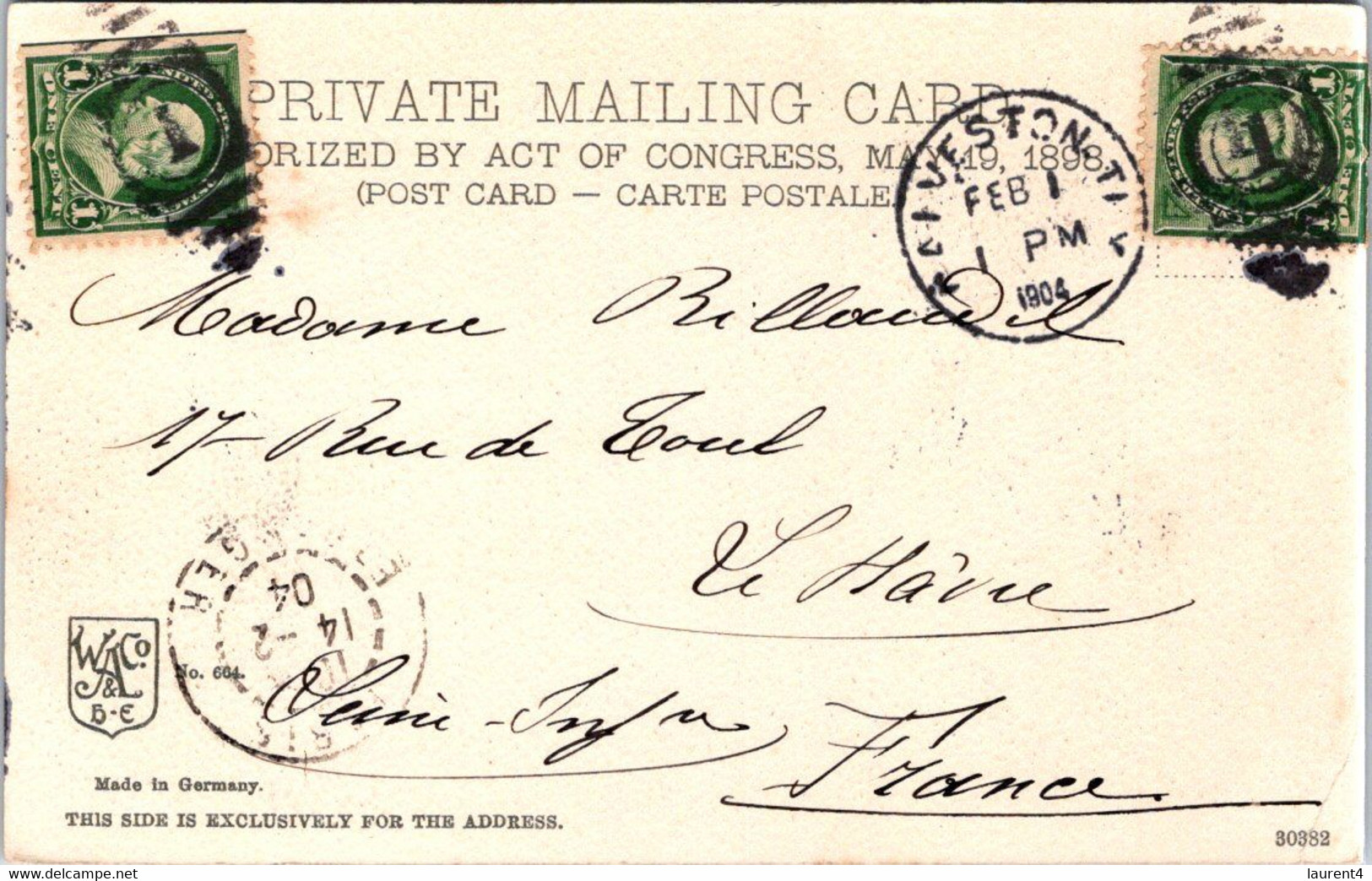 (3 M 31) VERY OLD - Posted 1904 To France - USA - Galveston - Galveston