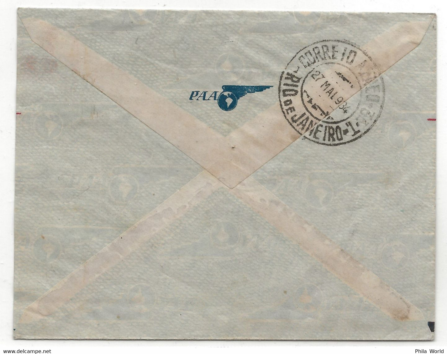 PANAIR PAA 1934 Brasil Brazil Bresil Air Mail Cover > RIO VIA AEREA PAR AVION PAN AMERICAN AIRWAYS SYSTEM - Aviones