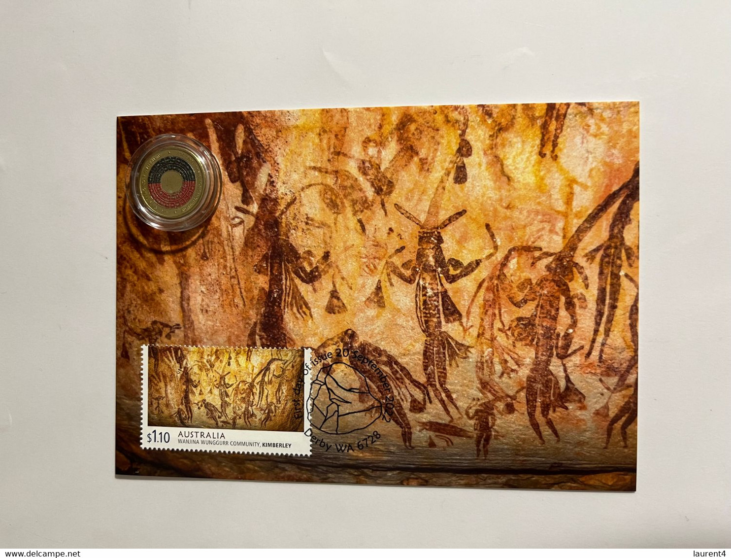 (3 M 34 A) 2022 Aboriginal Art Painting Maxicard + (scarce) 50th Anniversary Of Aboriginal Flag $ 2.00 Coin - 2 Dollars
