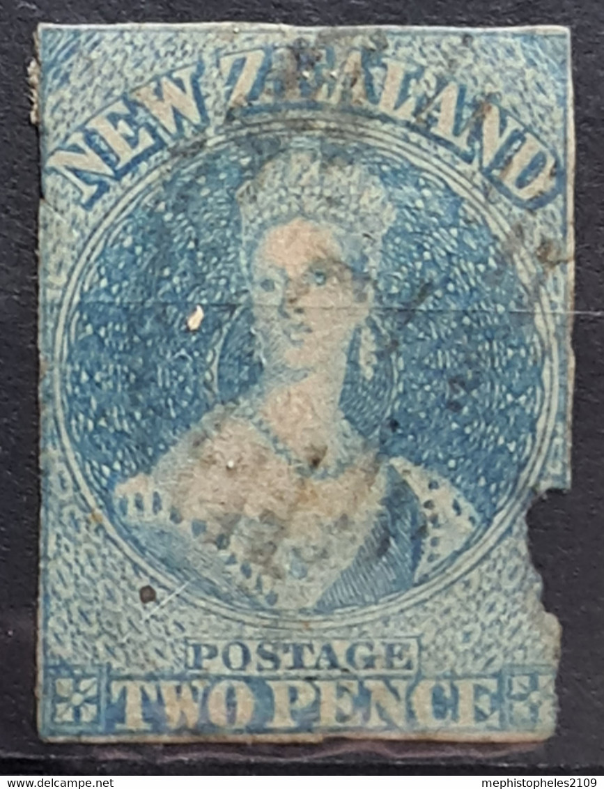 NEW ZEALAND 1857 - Canceled - Sc# 8e - Damaged On Right Edge! - Usados