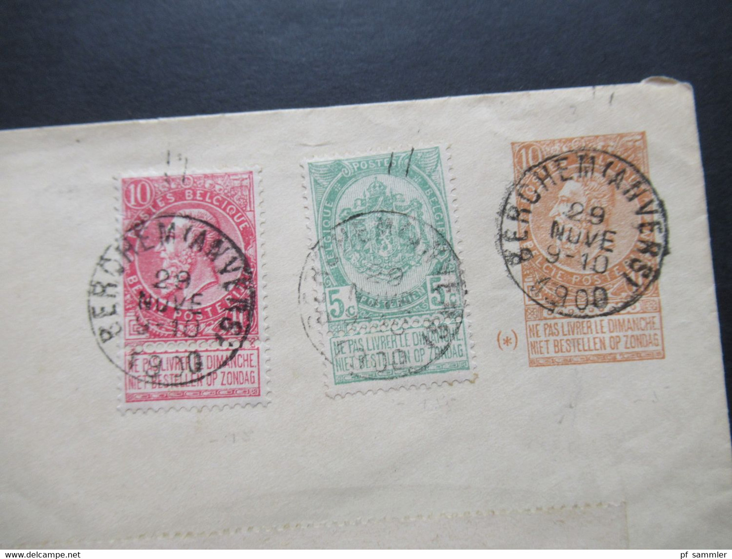 Belgien 1900 Ganzsachenumschlag Mit 2 Zusatzfrankaturen Stempel Berchem (Anvers) Auslandsbrief Nach Wien - Letter Covers