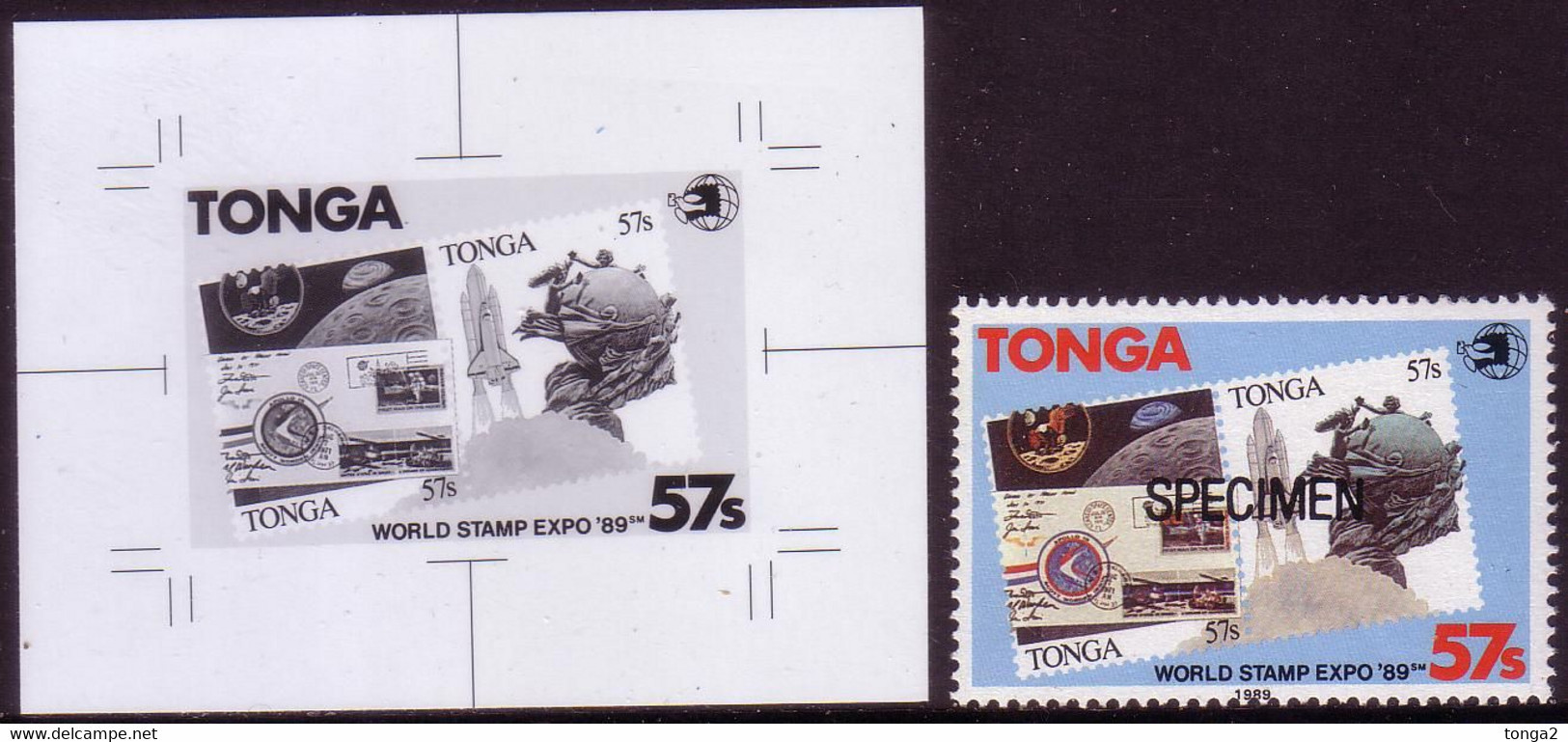 Tonga 1989 Proof + Specimen - Space Shuttle, Moon Cover - Apollo - Oceania