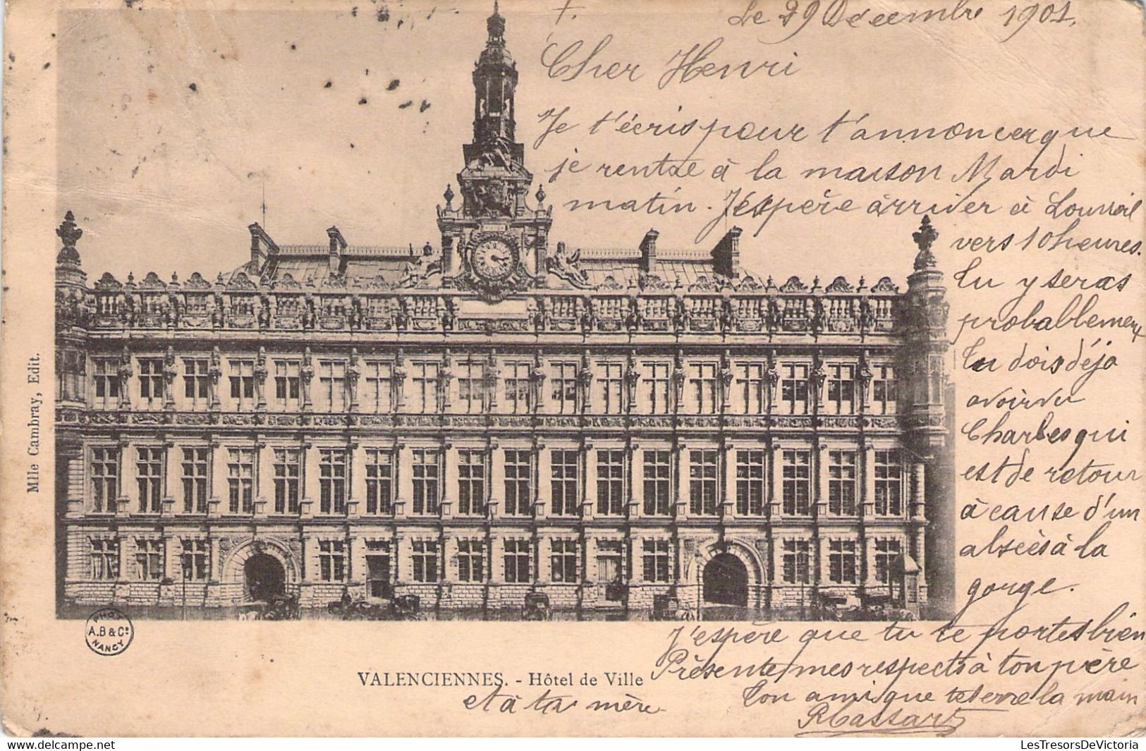 CPA - FRANCE - 59 - VALENCIENNES - L'Hôtel De Ville - Mlle Cambray Edit - Précurseur - Dos Non Divisé - Valenciennes