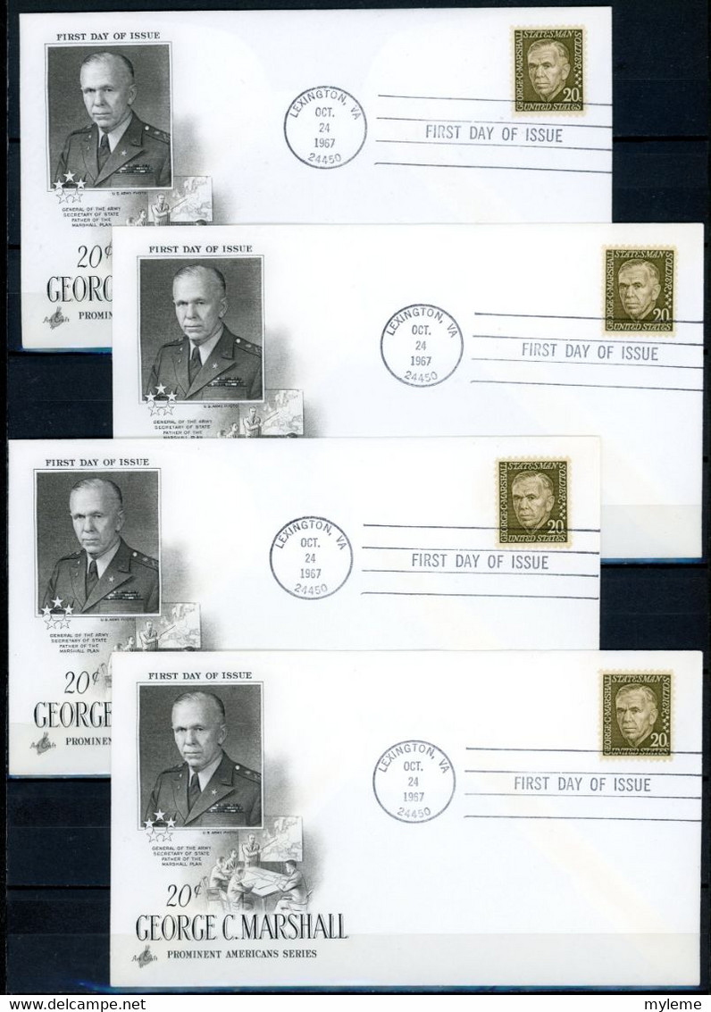 Z3a-3 Ensemble De 4 FDC 1er Jour Etats Unis De George C. Marshall  A Saisir !!! - Neufs