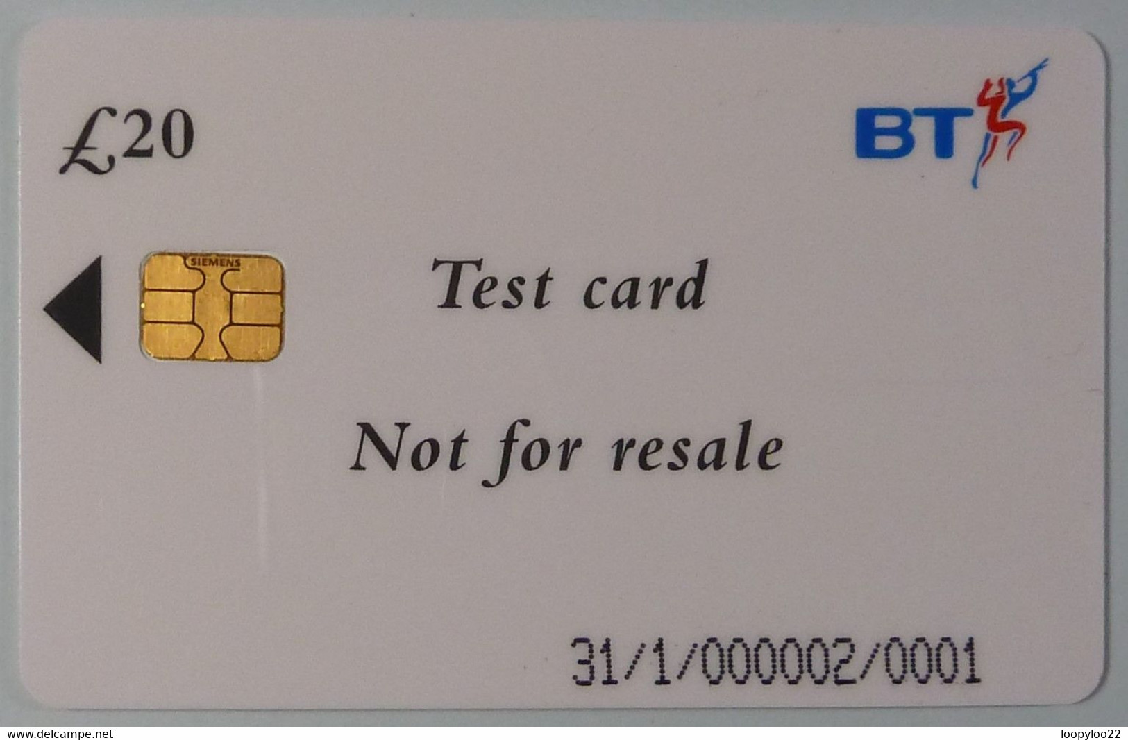 UK - Great Britain - BT - Test - £20 - No 1 Control - Used - R - BT Test & Proef
