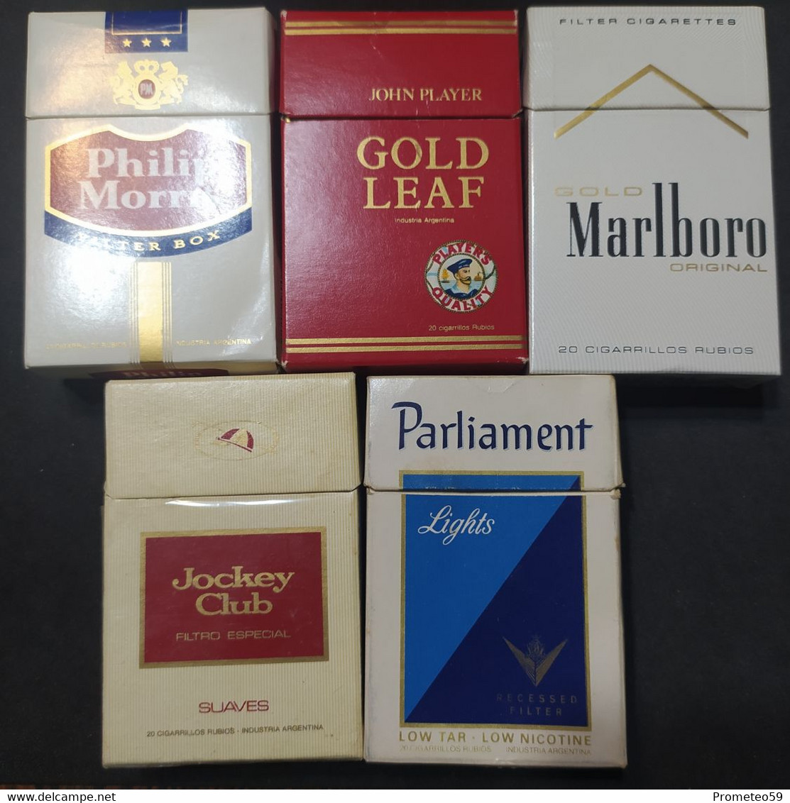 Lote 5 Cajas De Cigarrillos Cigarette Box Vacías - Origen: Argentina - Contenitori Di Tabacco (vuoti)