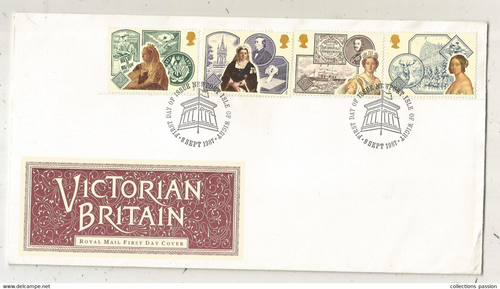 FDC, Premier Jour, GRANDE BRETAGNE, NEWPORT, ISLE OF WIGHT , Lettre, 1987, VICTORIAN BRITAIN, Frais Fr 1.85e - 1981-1990 Decimal Issues