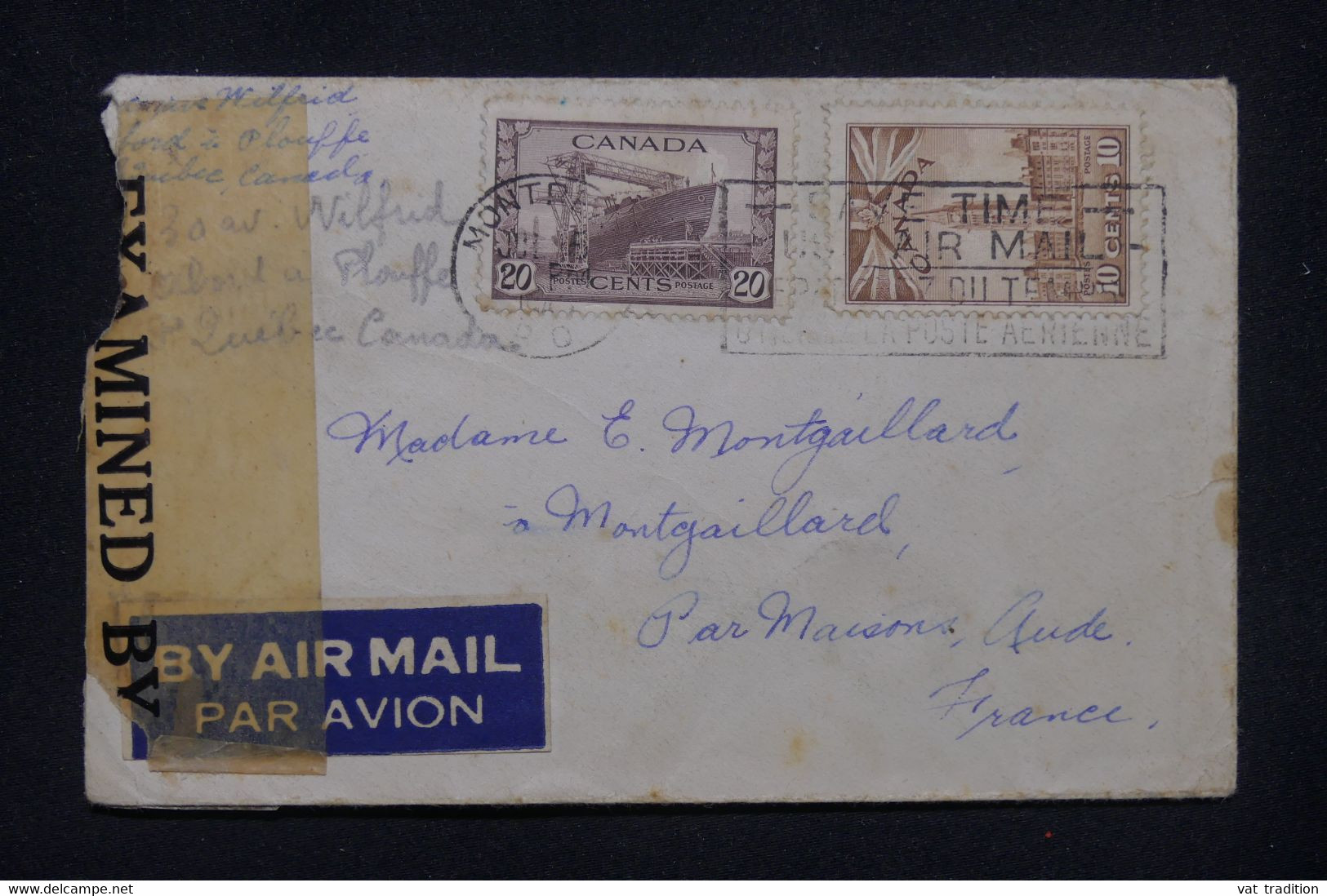 CANADA - Enveloppe De Montréal Pour La France Par Avion Avec Contrôle Postal - L 135149 - Covers & Documents