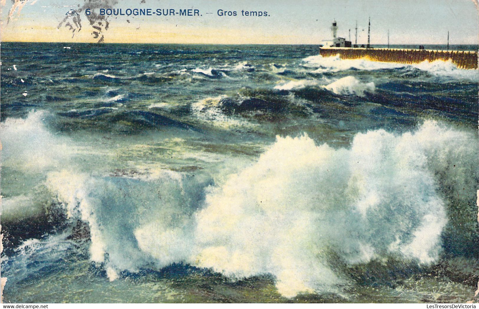 CPA - FRANCE - 62 - BOULOGNE SUR MER - Gros Temps - Colorisée - Mer Déchînée - Phare - Boulogne Sur Mer