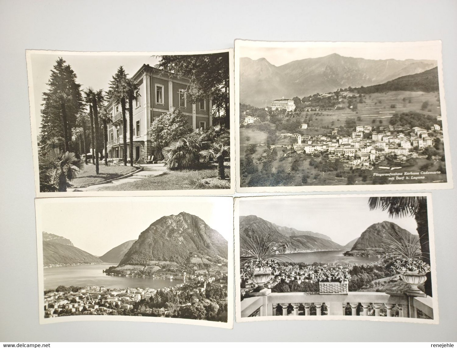 4 Ansichtskarten Lugano, Monte Salvatore, Fliegeraufnahme Kurhaus Cademario, Hotel-Pension Minerva, Gelaufen - Cademario