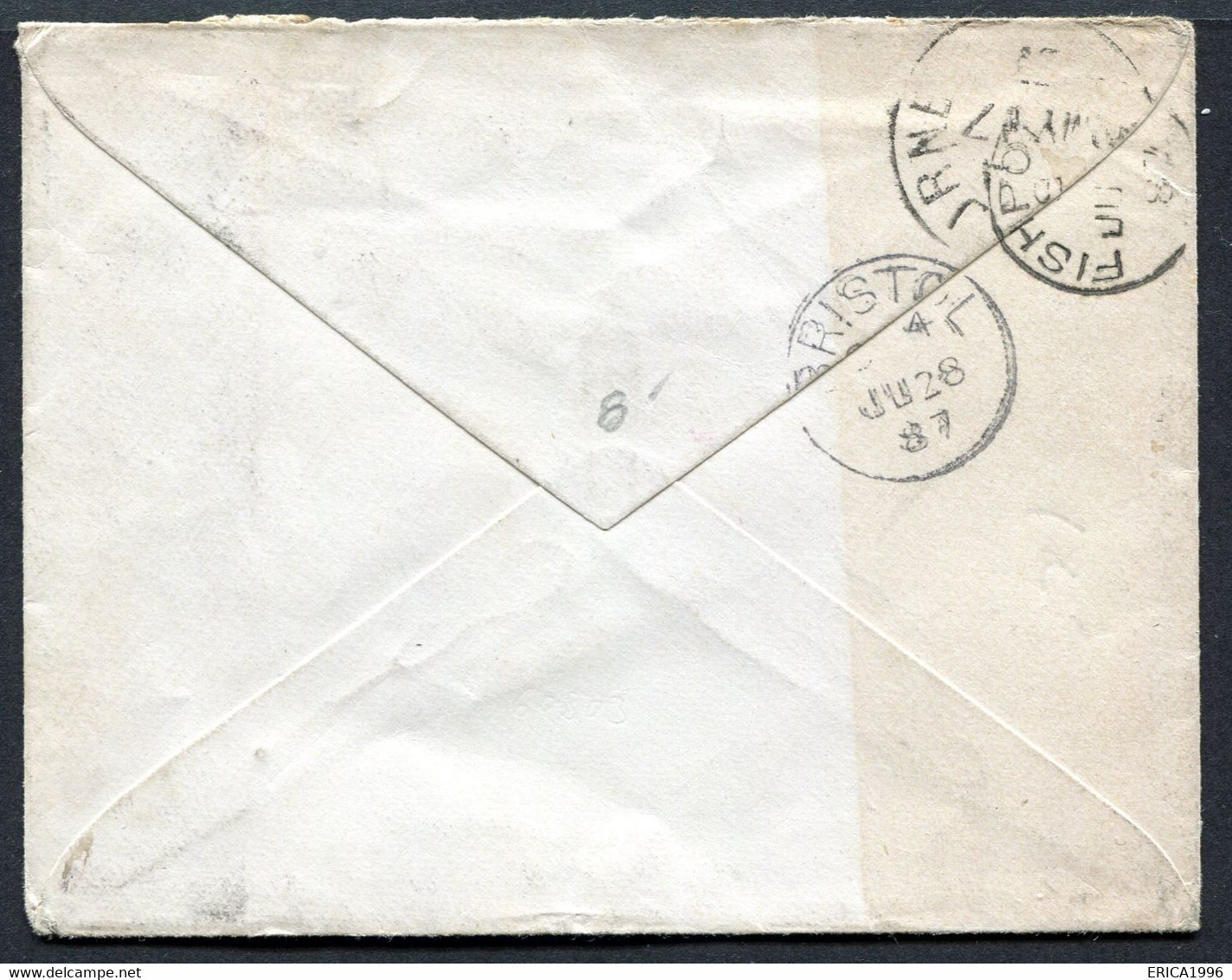 Z3481 VICTORIA (AUSTRALIA) 1887 Lettera Di Piccole Dimensioni Affrancata Con 6 D. Per Bristol (ran Bretagna), Annulli Di - Covers & Documents