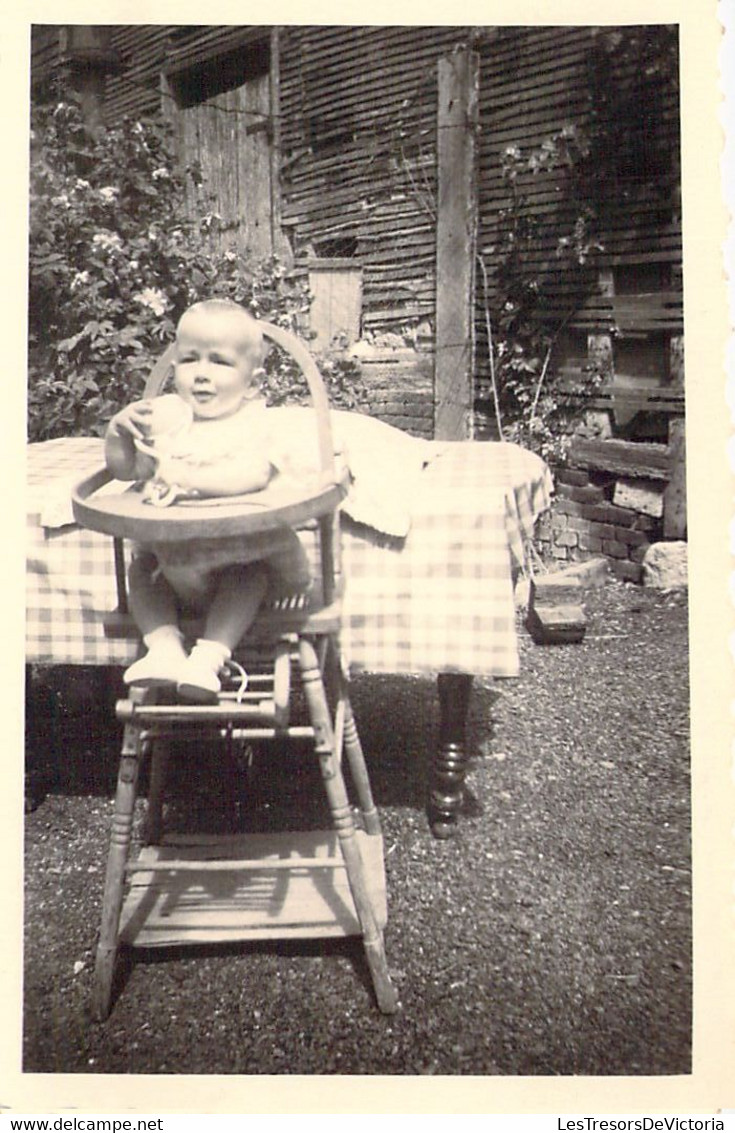 CPA - PHOTOGRAPHIE - 8.5*5.5 Cm - Petit Garçon Dans Sa Chaise Haute à Esquinoy 18 06 1950 - Photographie