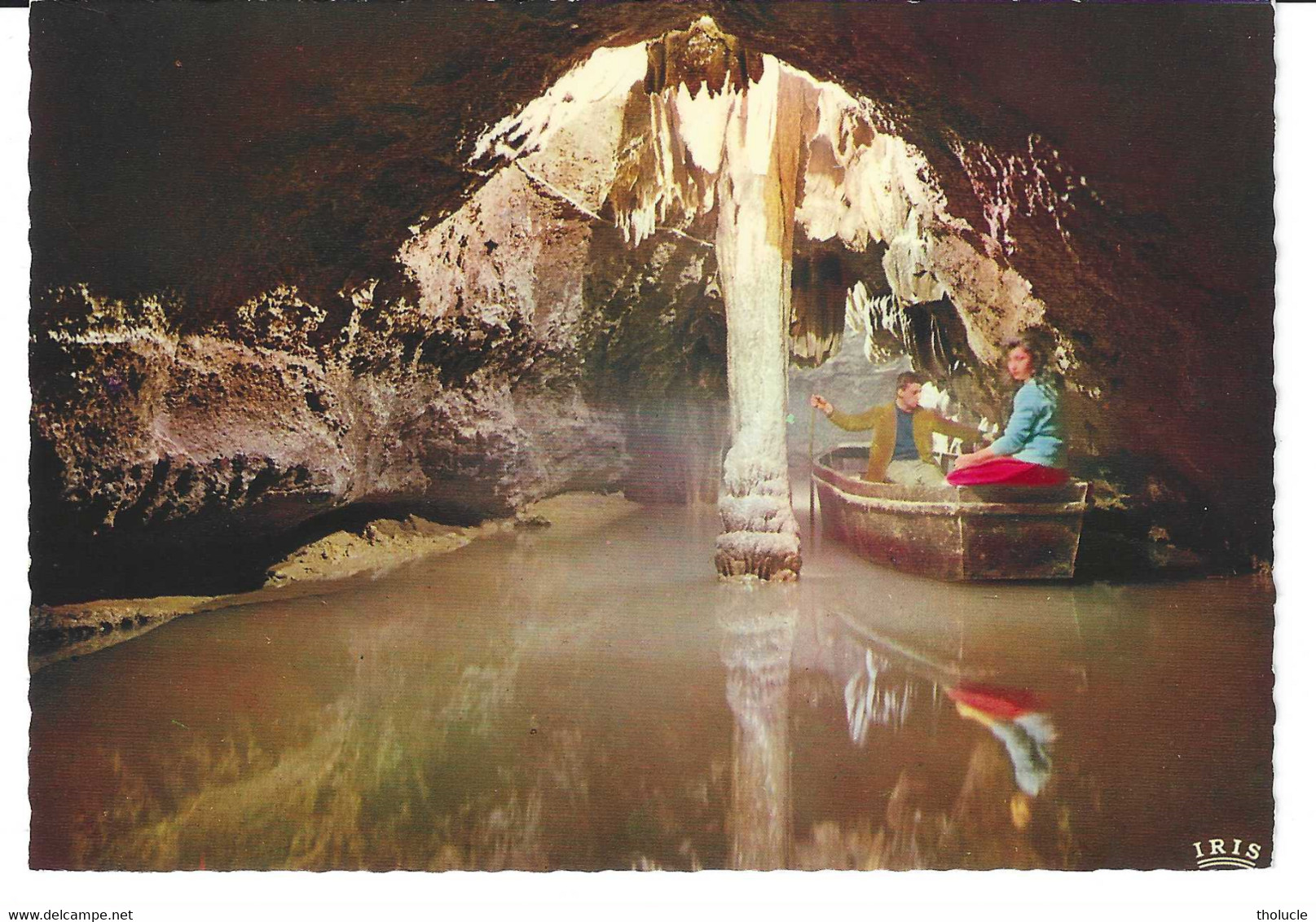 Grotte De Remouchamps (Aywaille)+/-1970-Passage De Calypso-Palmier Au Milieu De La Rivière-intérieur Des Grottes-animée - Aywaille