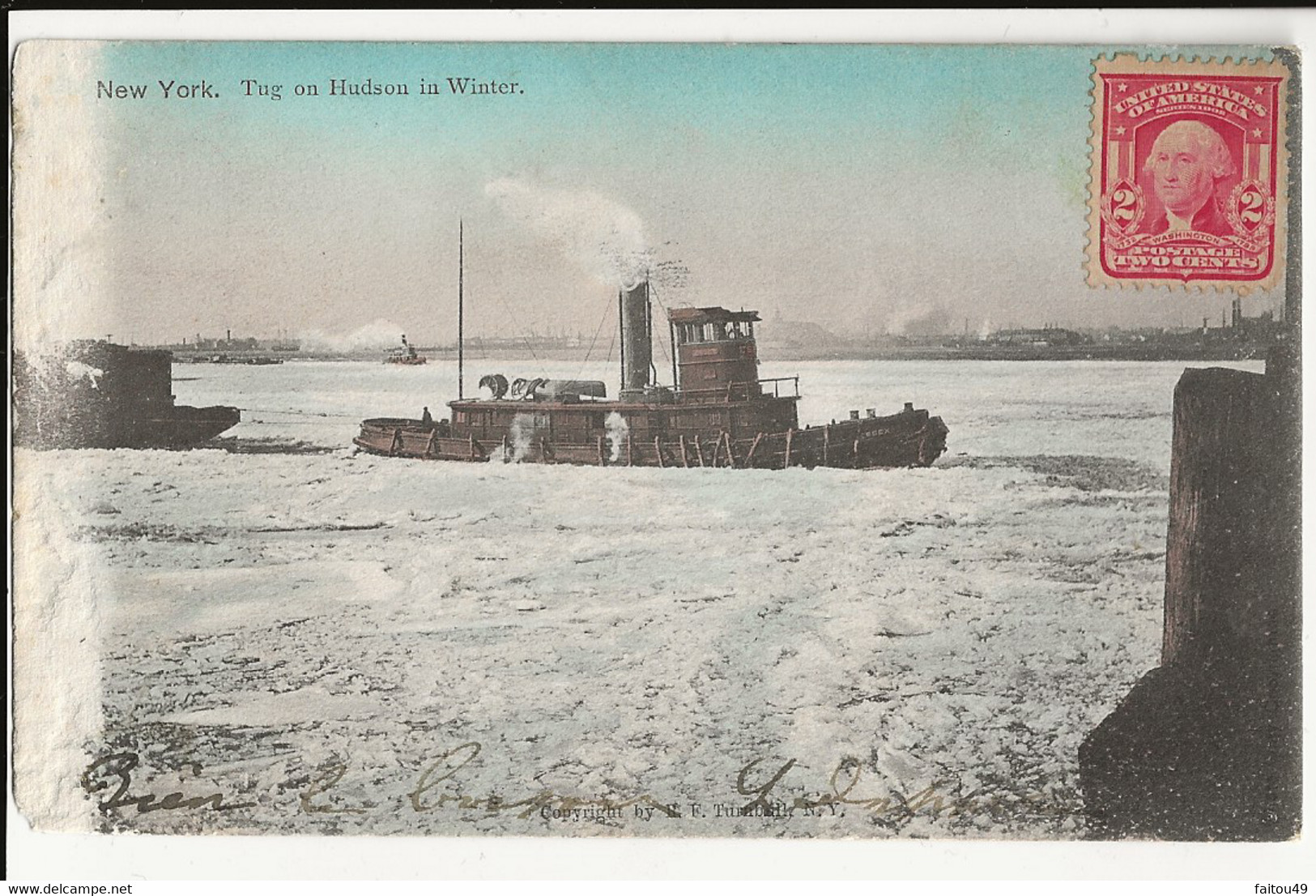 New York  Tug On  Hudson In Winter  (att Cote Gauche ) 100 - Trasporti