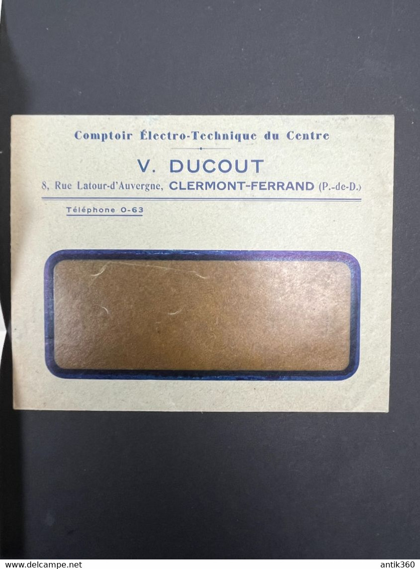 Facture Ancienne + Enveloppe Comptoir Electro-technique Du Centre V. DUCOUT Clermont Ferrand 1932 - 1900 – 1949