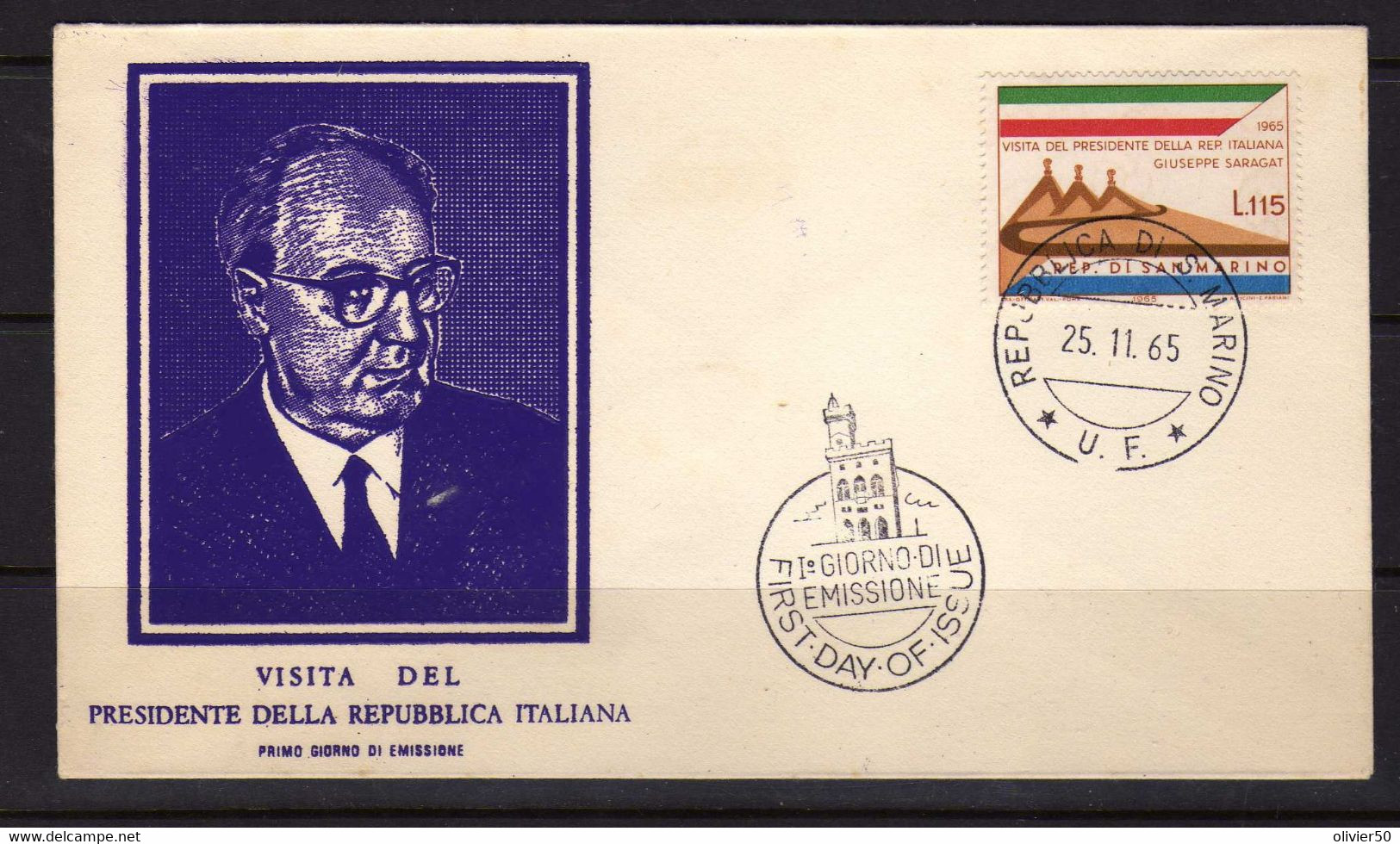 Saint-Marin - 1965 -  FDC  Visite Du President Italien - Lettres & Documents