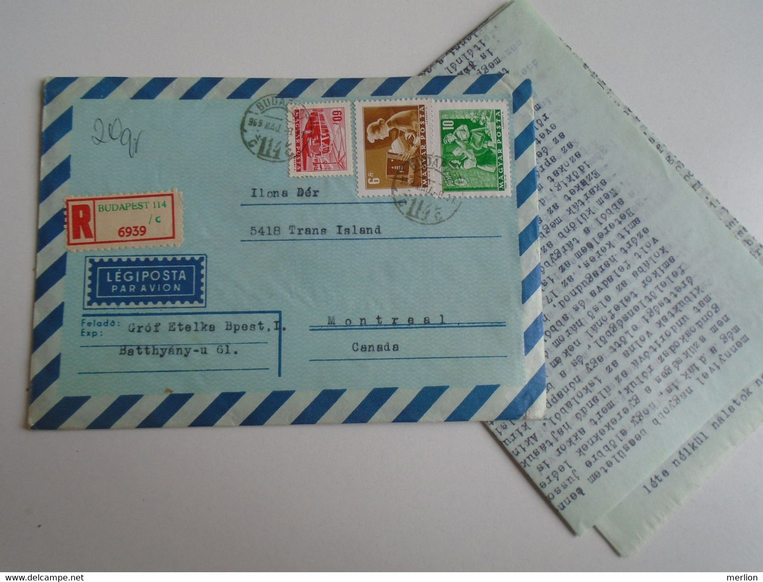 D191629  Hungary  Registered  Airmail Cover To Canada 1967     Montreal - Briefe U. Dokumente