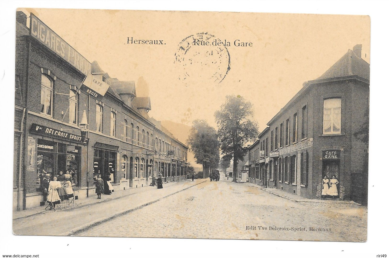 CPA Belgique, Herseaux Rue De La Gare, Commerces, Voyagée 1910, Beau Timbre Beau Tampon Très Belle Carte - Mouscron - Moeskroen