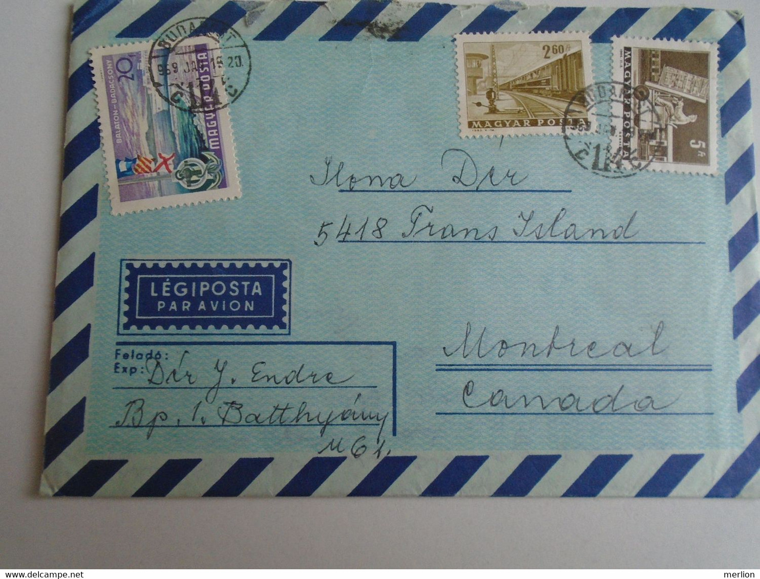 D191633  Hungary    Airmail Cover To Canada 1969   Montreal - Covers & Documents