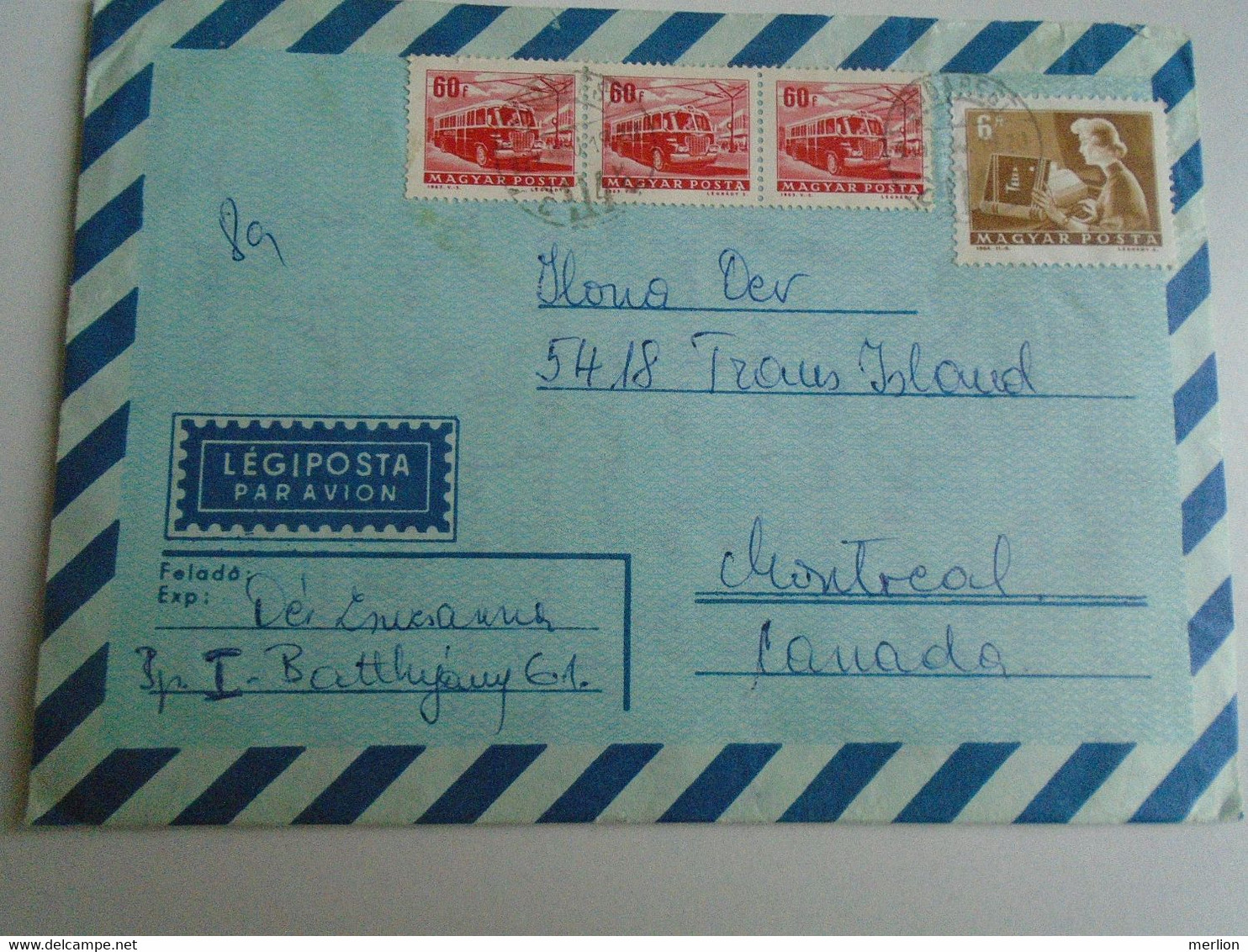 D191635  Hungary    Airmail Cover To Canada 1969   Montreal - Covers & Documents