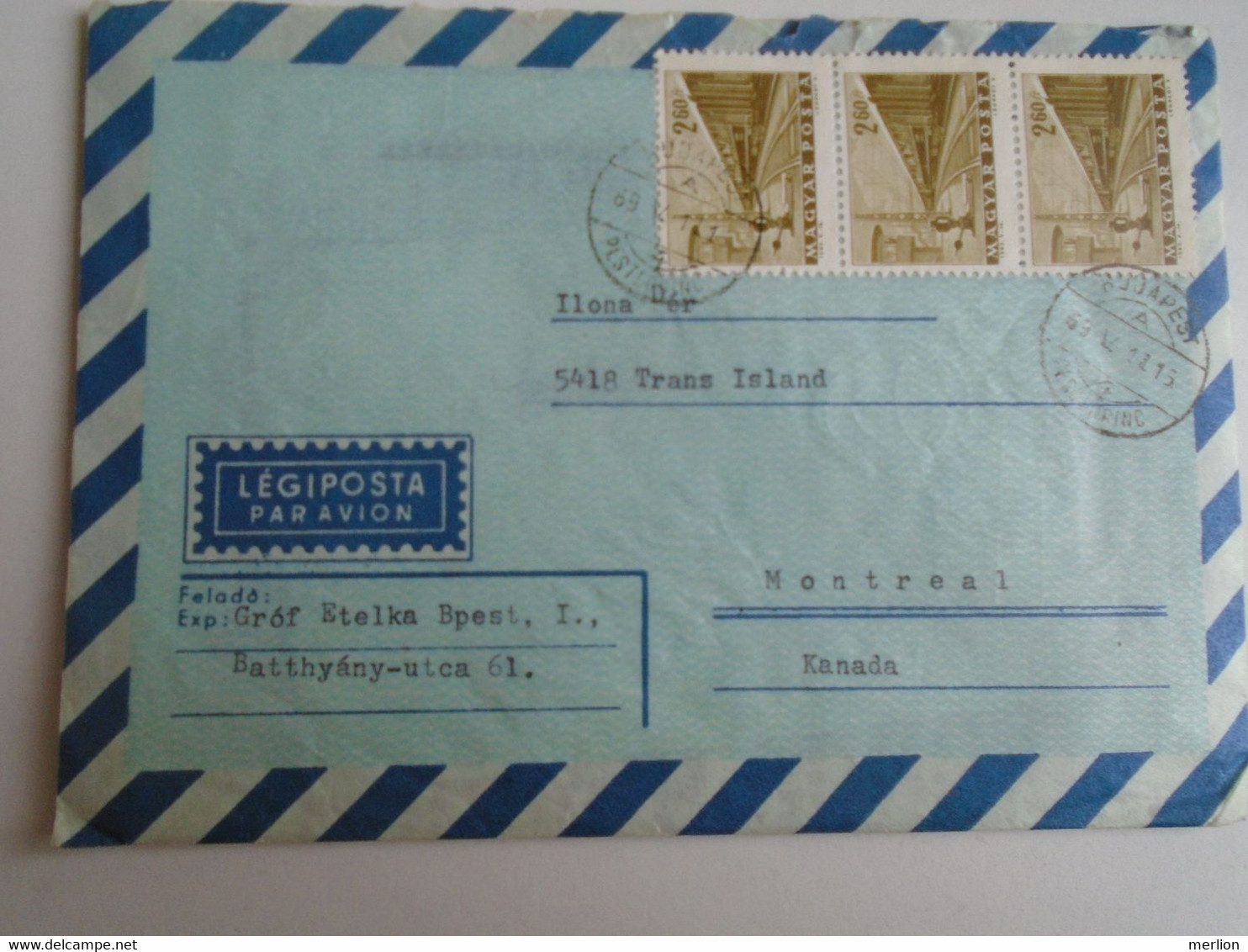 D191636 Hungary    Airmail Cover To Canada 1969   Montreal - Lettres & Documents