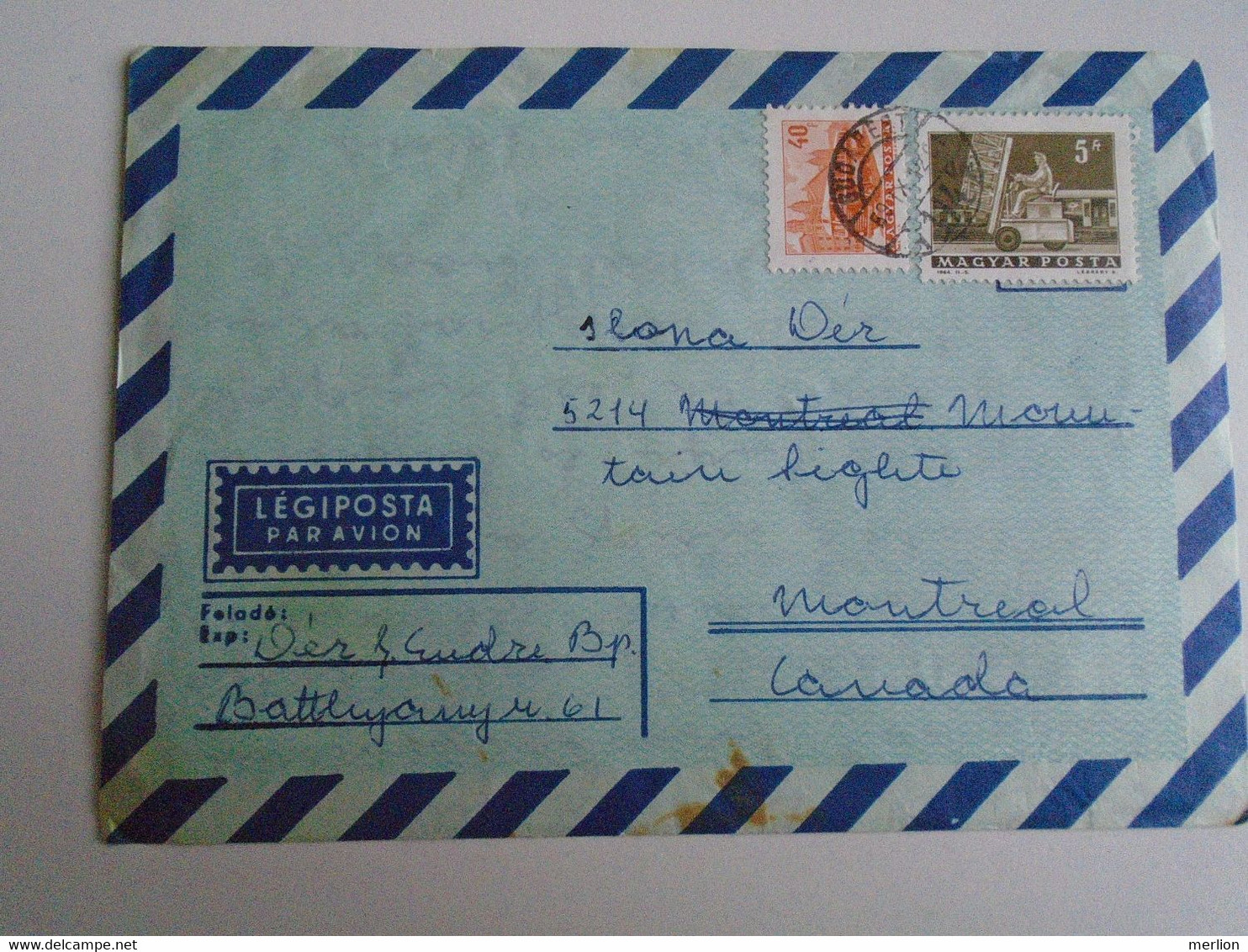 D191638 Hungary    Airmail Cover To Canada 1969   Montreal - Storia Postale