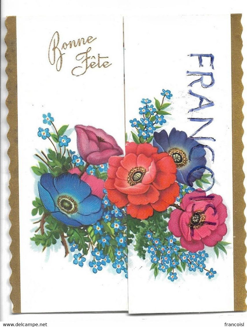 Carte Ouvrante. Fleurs Et Parchemin:" Bonne Fête". - Fête Des Mères