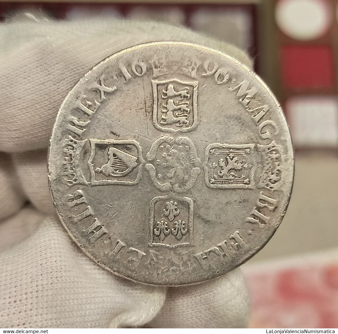 Inglaterra 1 Corona Guillermo III 1696 Km 494 Plata - Otros & Sin Clasificación