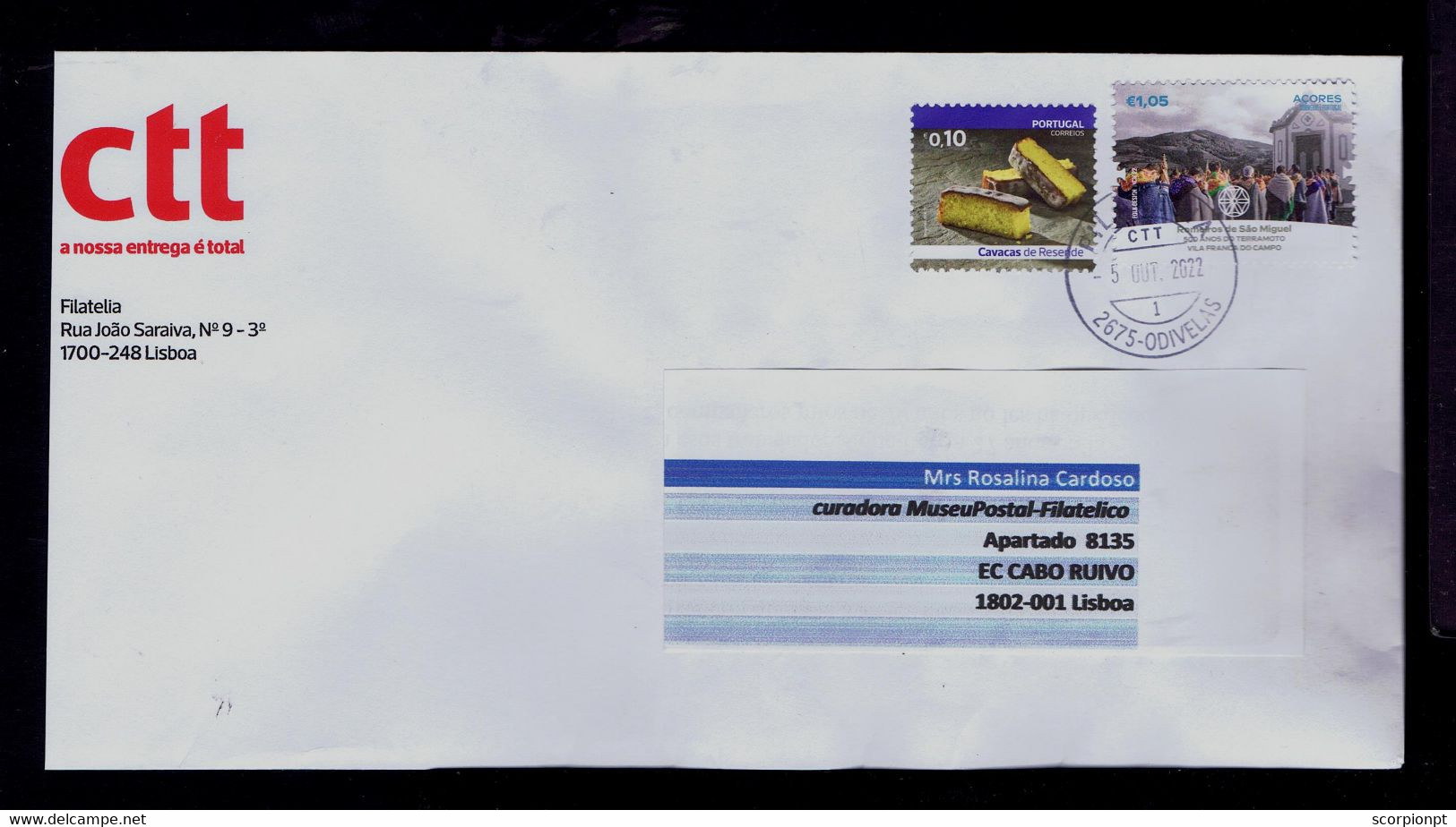 Sp9379 PORTUGAL Terremoto 500 Ann. Vila Franca Do Campo -AZORES S.Miguel Peregrina /in Publicitary Cover Post Office CTT - Vulkane