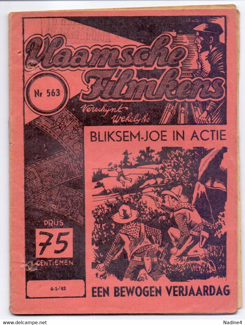 Tijdschrift Vlaamse Vlaamsche Filmkens - N° 553 - Bliksem Joe In Actie - Een Bewogen Verjaardag - Nele Herman - 1942 - Jugend
