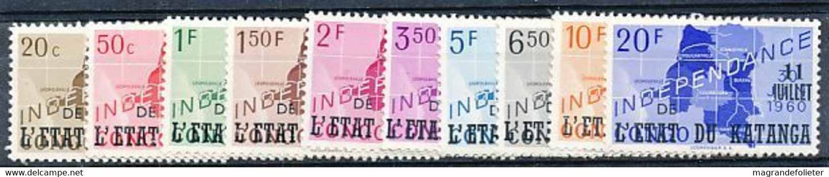 TIMBRE  ZEGEL STAMP  CONGO BELGE KATANGA INDEPENDANCE 40-49  XX - Katanga