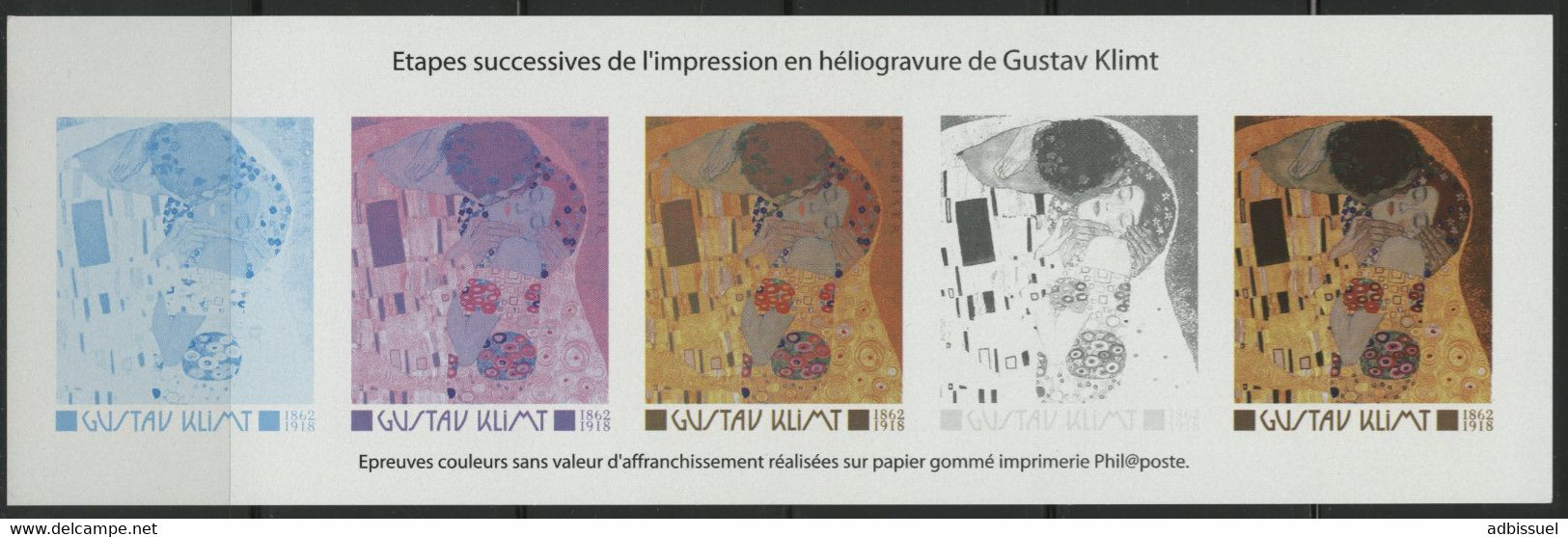 Gustave KLINT "Le Baiser" Représentation Des étapes Successives De L'impression En Héliogravure Du Timbre - Moderne