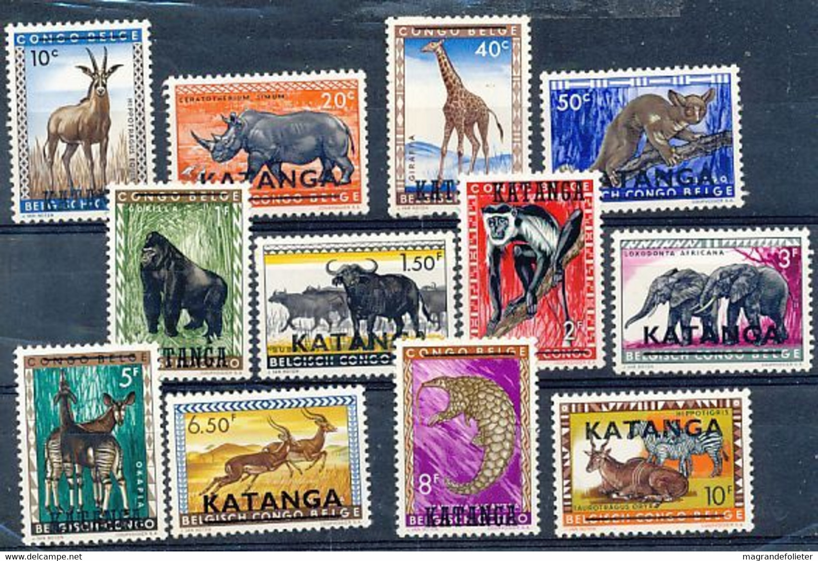 TIMBRE  ZEGEL STAMP  CONGO BELGE KATANGA ANIMAUX PROTEGES  6-17  XX - Katanga