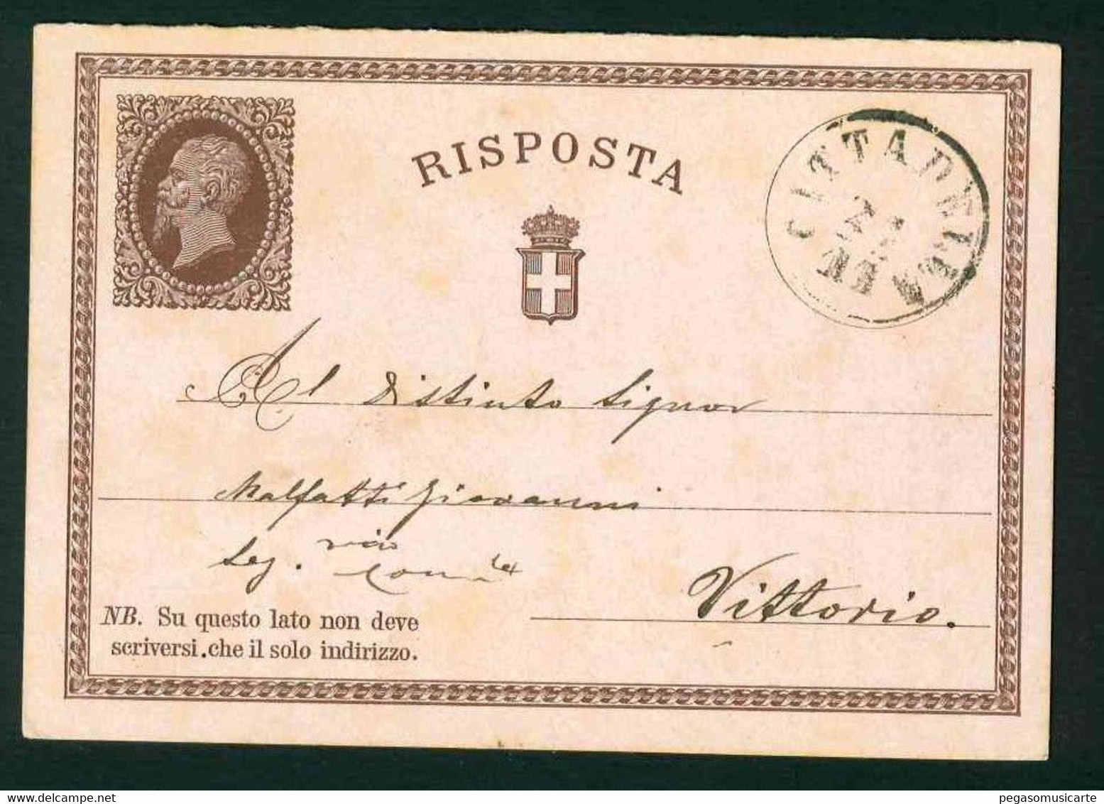 CLG108 - STORIA POSTALE VITTORIO EMANUELE II - 1875 RISPOSTA INTERO POSTALE - Ganzsachen