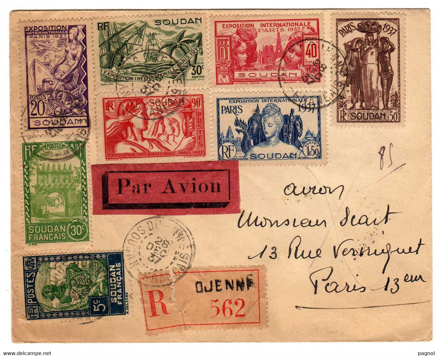 Soudan : Exposition Internationale Paris 1937 : Lettre Rec. Par Avion - Brieven En Documenten