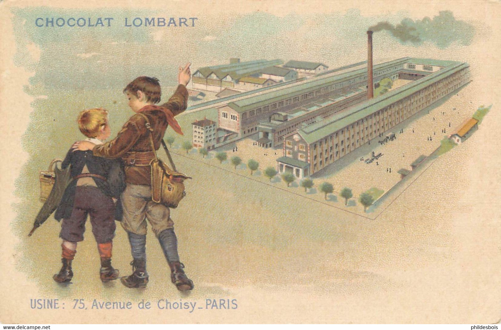 CARTE PUBLICITAIRE Chocolat LOMBARD  Usine Avenue De Choisy - Publicité