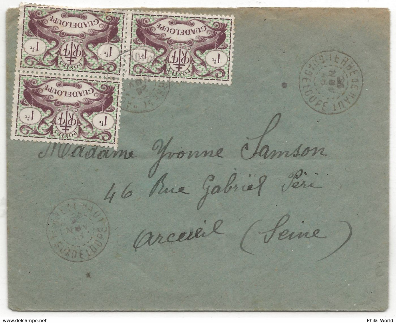 GUADELOUPE 1946 Lettre 3 F TERRE DE HAUT > ARCUEIL Seine France Via POINTE A PITRE - Covers & Documents