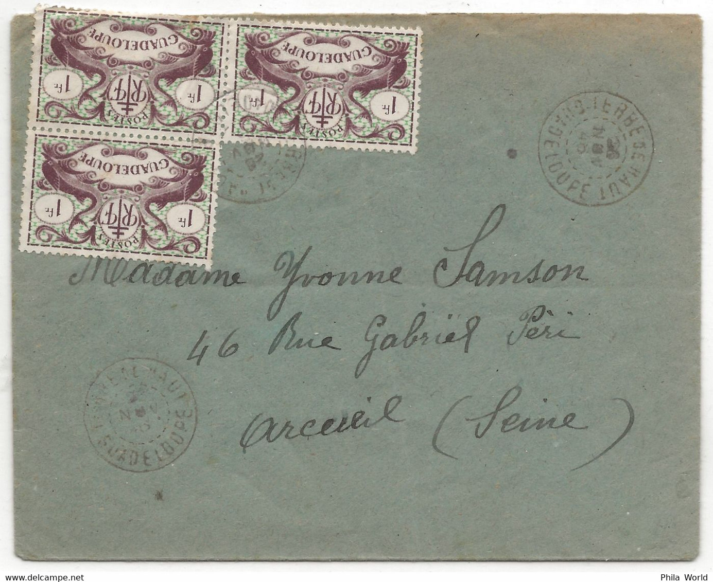 GUADELOUPE 1946 Lettre 3 F TERRE DE HAUT > ARCUEIL Seine France Via POINTE A PITRE - Briefe U. Dokumente
