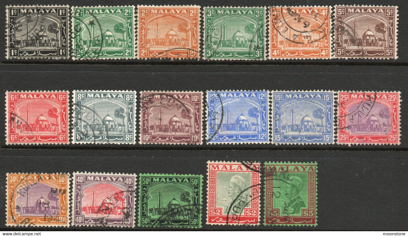 Malaya Selangor 1935-41 Definitives Part Set Of 17 To $5 (missing $1), Used, SG 68/85 (MS) - Selangor