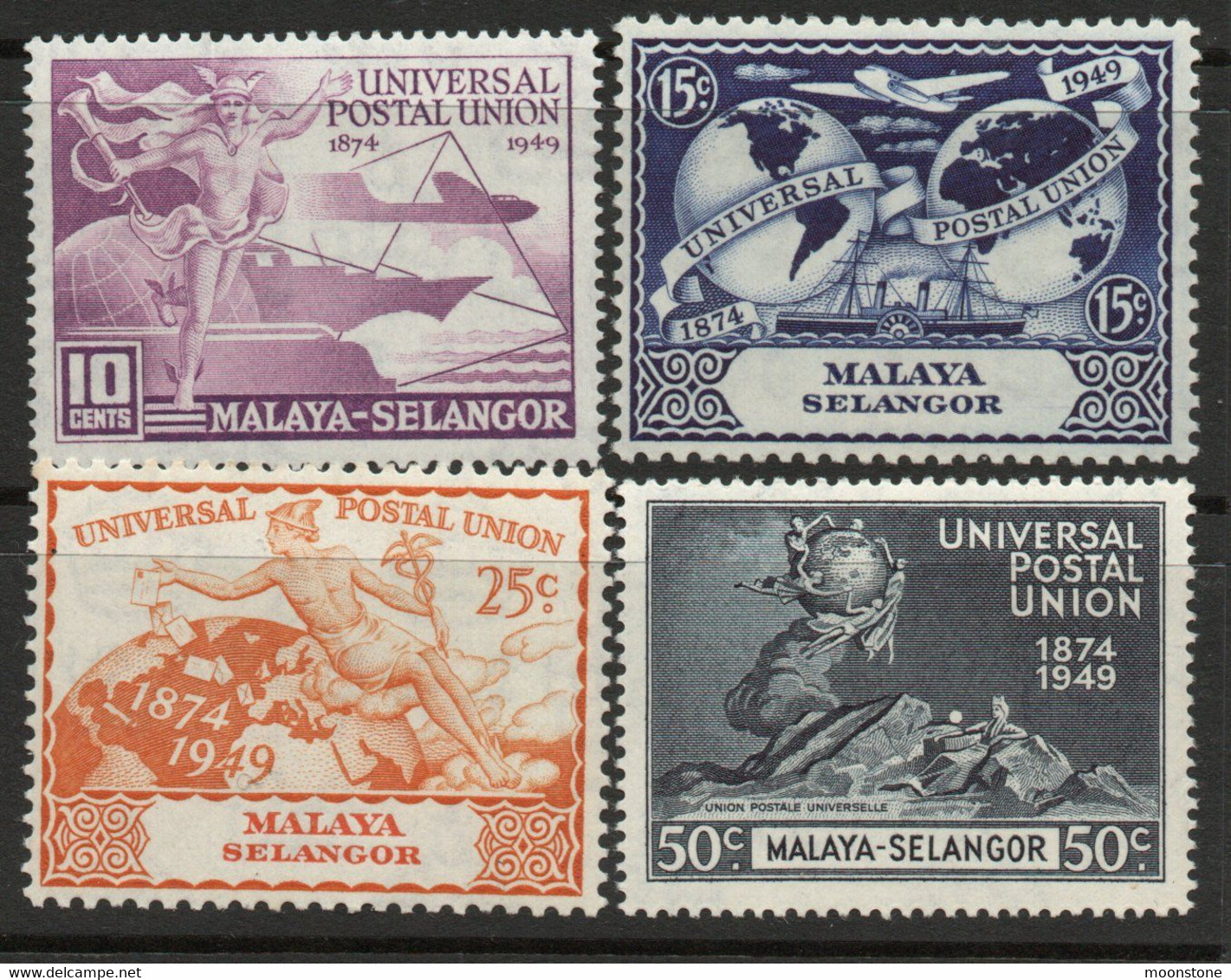 Malaya Selangor 1949 UPU Set Of 4, Hinged Mint, SG 111/4 (MS) - Selangor