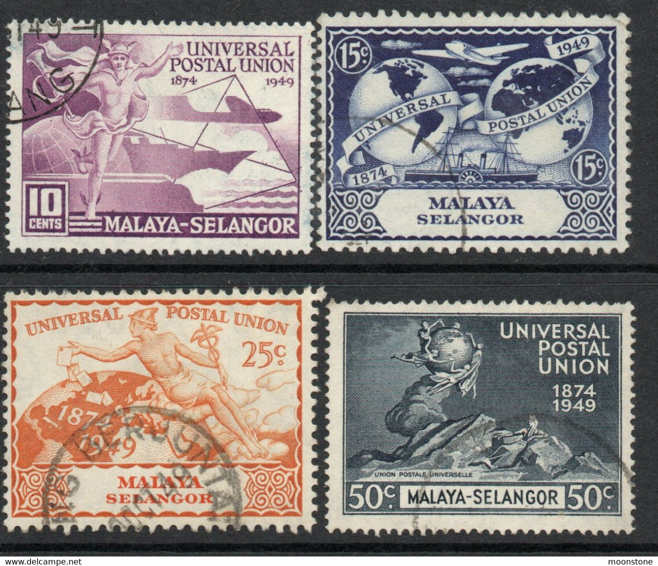 Malaya Selangor 1949 UPU Set Of 4, Used, SG 111/4 (MS) - Selangor