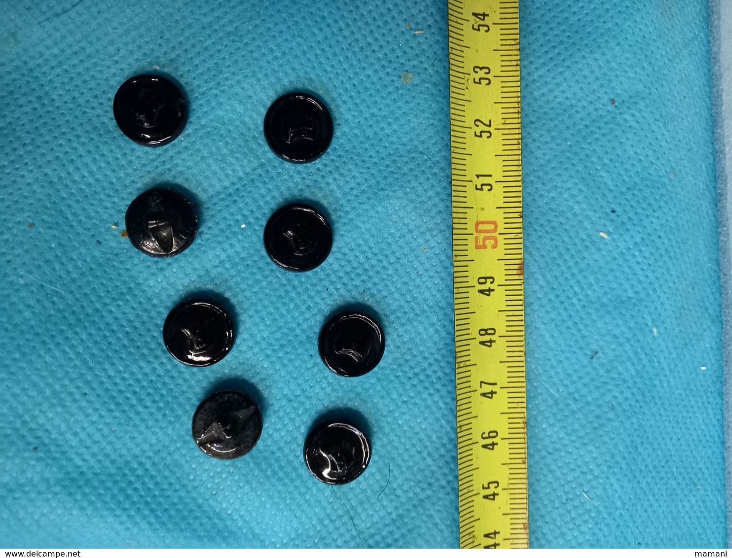 8 Boutons Noir  En Noir Verre - Buttons