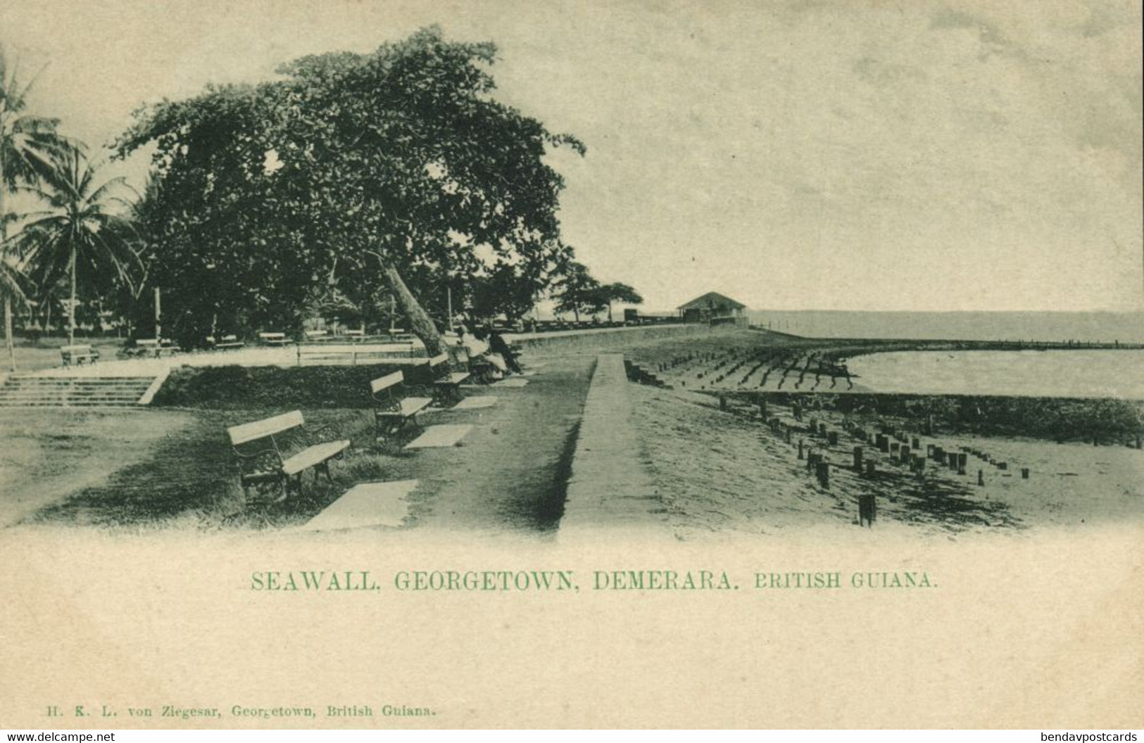 British Guiana, Guyana, Demerara, GEORGETOWN, Seawall (1900s) Postcard - Guyana (formerly British Guyana)