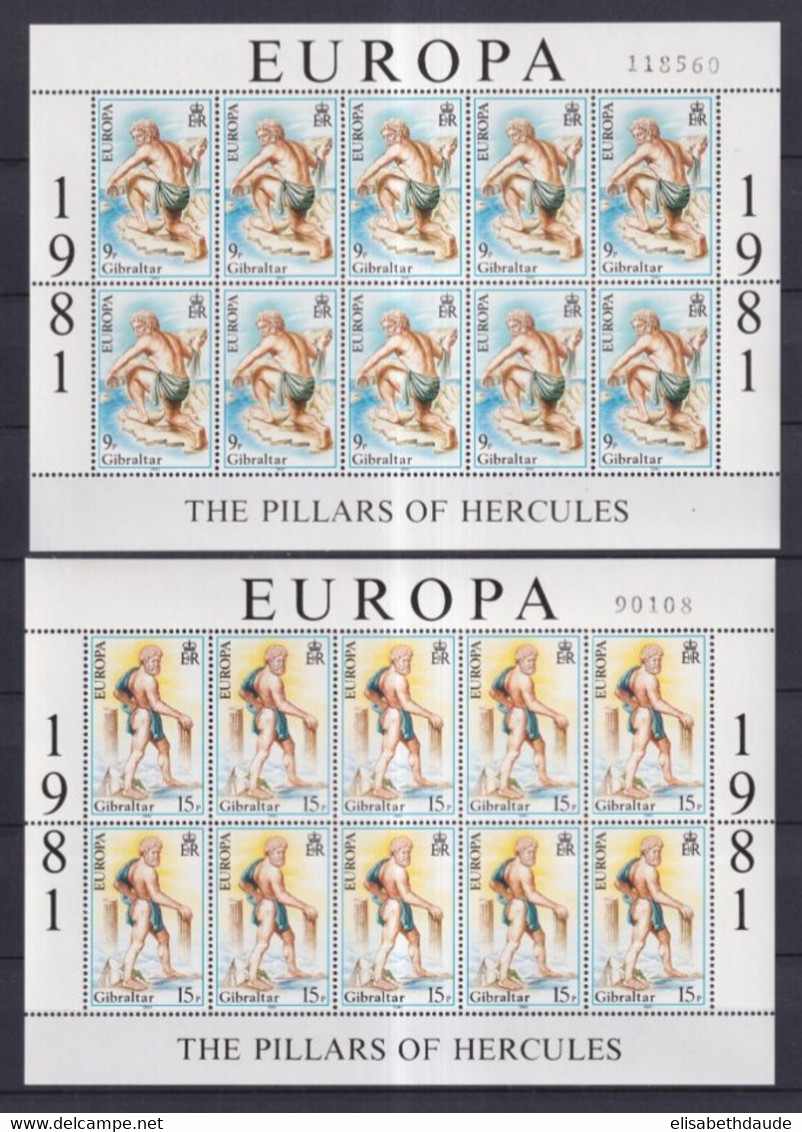 GIBRALTAR - EUROPA  1981 - MINIFEUILLE YT N° 418/419 ** MNH - MYTHOLOGIE / HERCULE - Gibraltar