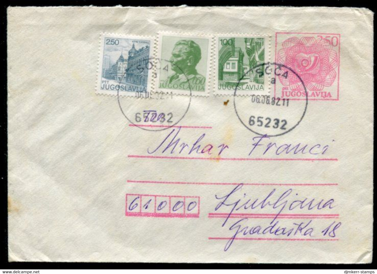 YUGOSLAVIA 1980 2,50 D. Postal Stationery Envelope With Additional Stamps.  Michel U88 7II - Postal Stationery