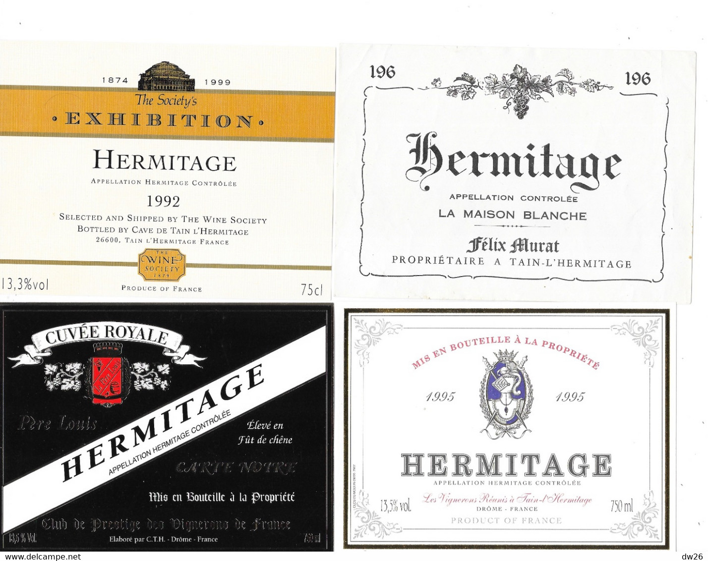 Lot De 12 étiquettes Neuves De Vin: Hermitage (Cave De Tain L'Hermitage, Delas, Jaboulet...) - Colecciones & Series